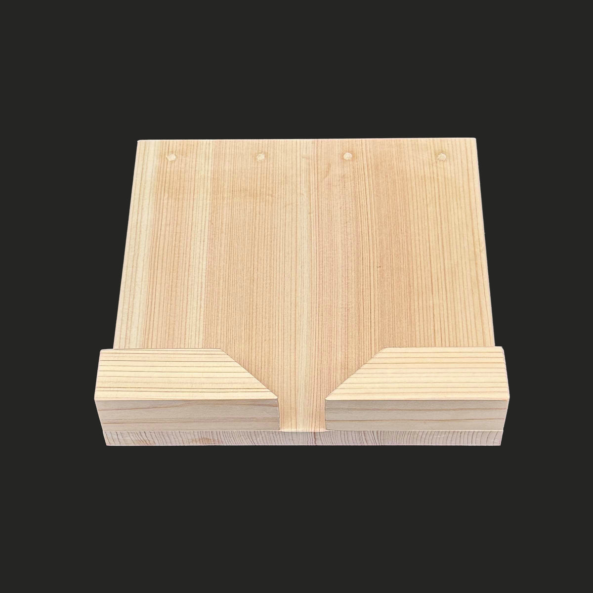 彫刻用作業台 小 吉野産ひのき材 200×200×15mm カービングベンチ 留め板 30×30mm sagyoudai-syou2