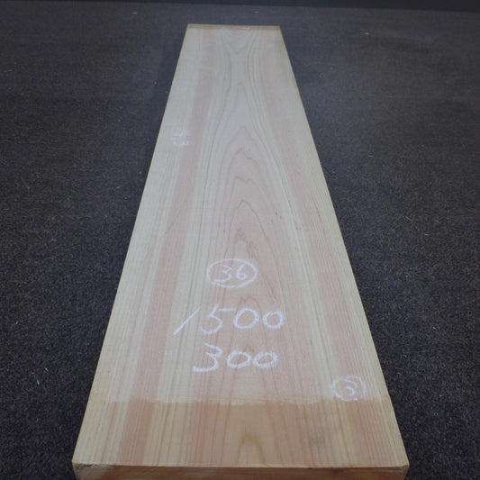 彫刻材 天然桧 板目板 ラフ材 L1500×T36×W300mm TH150036300 Aグレード