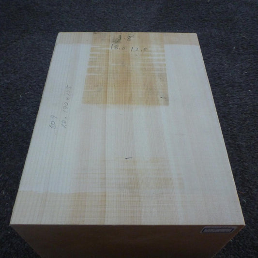 彫刻材 天然木曽檜 柾目盤 ラフ材 L230×T128×W183mm 230128183 Bグレード