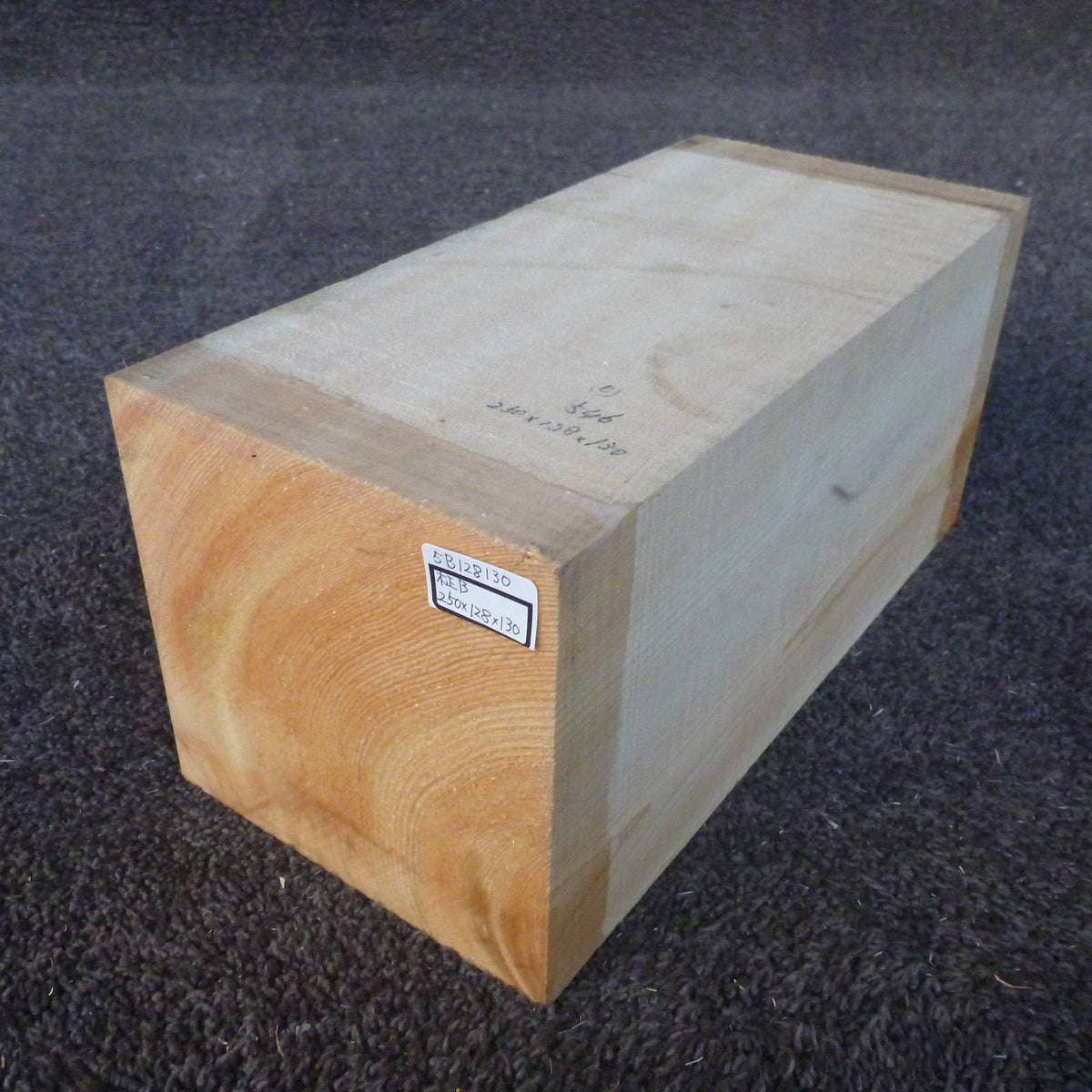 彫刻材 天然木曽檜 柾目盤 ラフ材 L250×T128×W130mm 5B128130 Bグレード 定番商品
