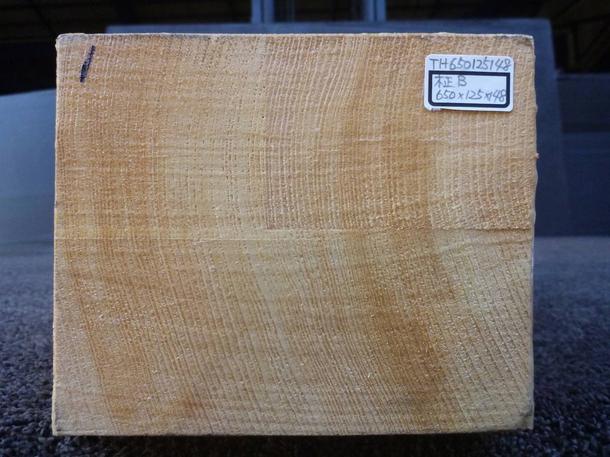 彫刻材 天然桧 柾目盤 ラフ材 L650×T125×W148mm TH650125148 Bグレード 木口1
