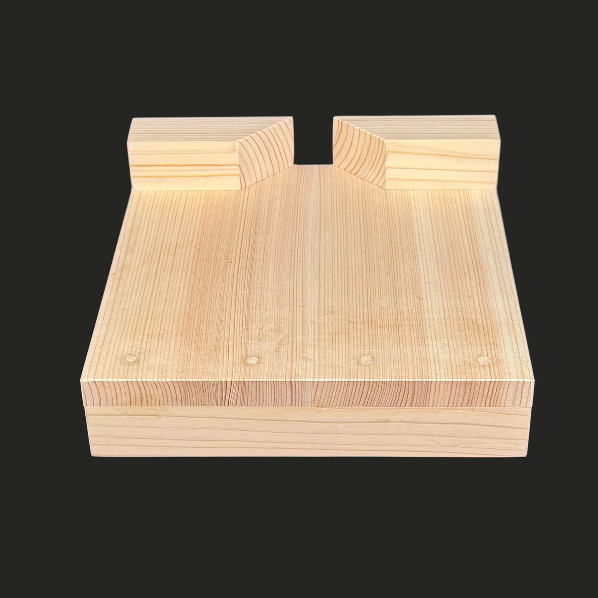 彫刻用作業台 小 吉野産ひのき材 200×200×15mm カービングベンチ 留め板 30×30mm sagyoudai-syou2