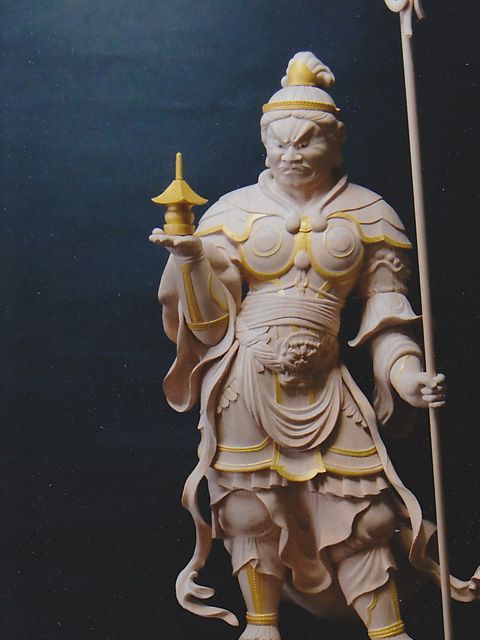 お客様の彫刻作品 四天王 多聞天像
