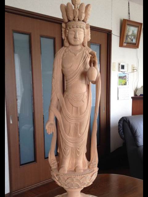 お客様の彫刻作品 十一面観音菩薩像 木曽桧