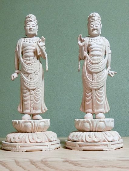 お客様の彫刻作品 日光月光菩薩 木曽桧