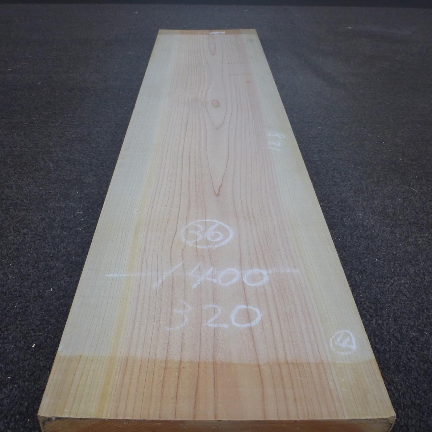 彫刻材 天然桧 板目板 ラフ材 L1400×T36×W320mm TH140036320 Aグレード