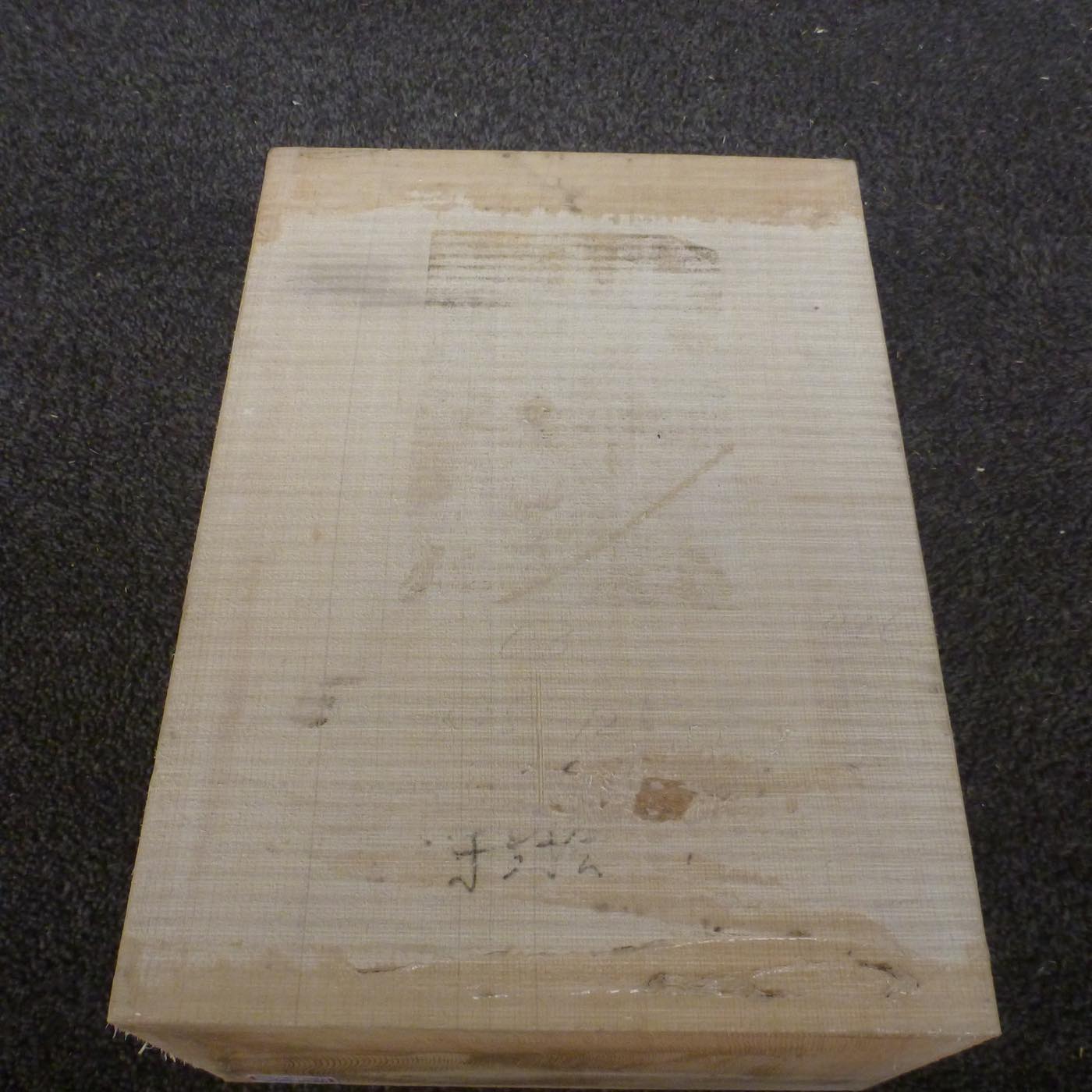 彫刻材 天然木曽檜 柾目盤 ラフ材 L275×T128×W200mm 275128200 Aグレード